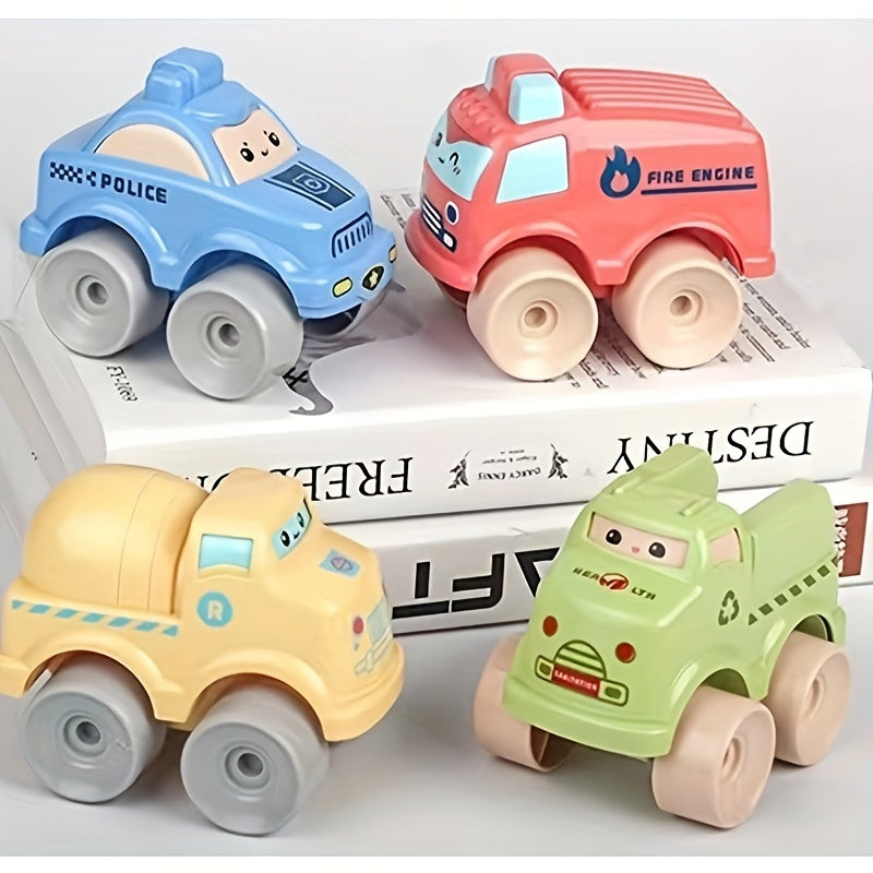 4 Cartoon-Inspired Kids' Toy Vehicles Inertia Space Cars Playset