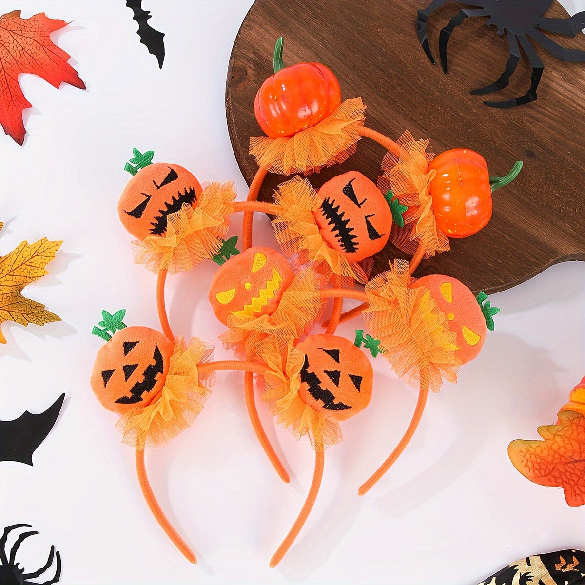 Halloween Pumpkin Headband with Tulle Accents