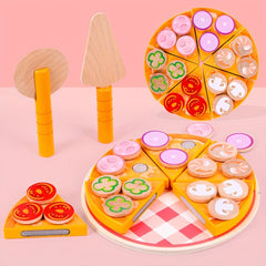 Wooden Pizza Playset Pretend Play Food Toy with Cutting Utensils