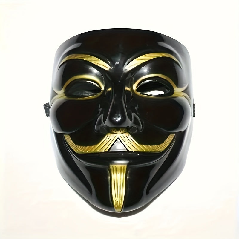 Men's Full Face Mask with Golden Mustache PVC Material