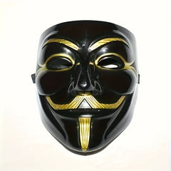 Men's Full Face Mask with Golden Mustache PVC Material