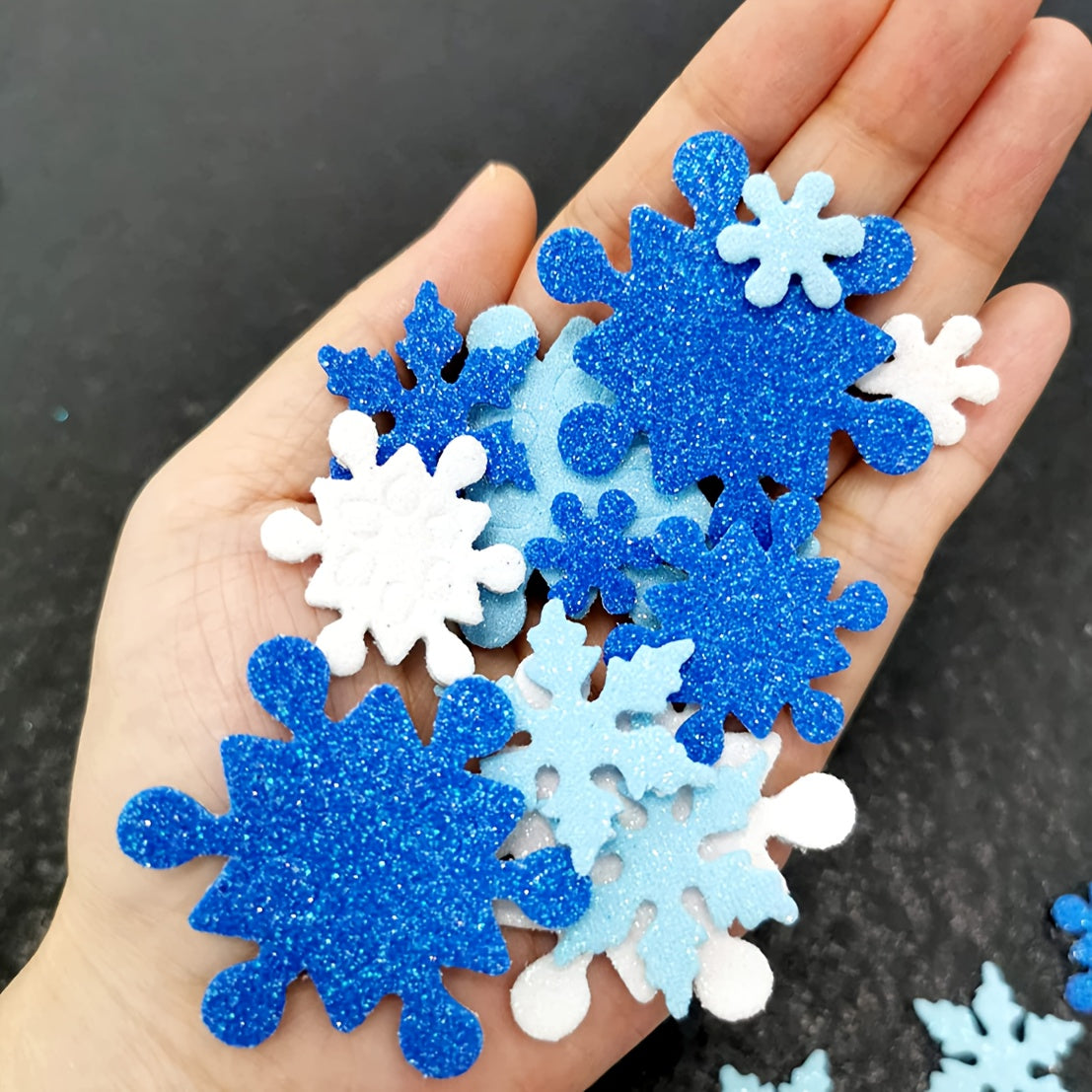 200pcs Christmas Foam Stickers Snowflake Shape Self Adhesive Crafts