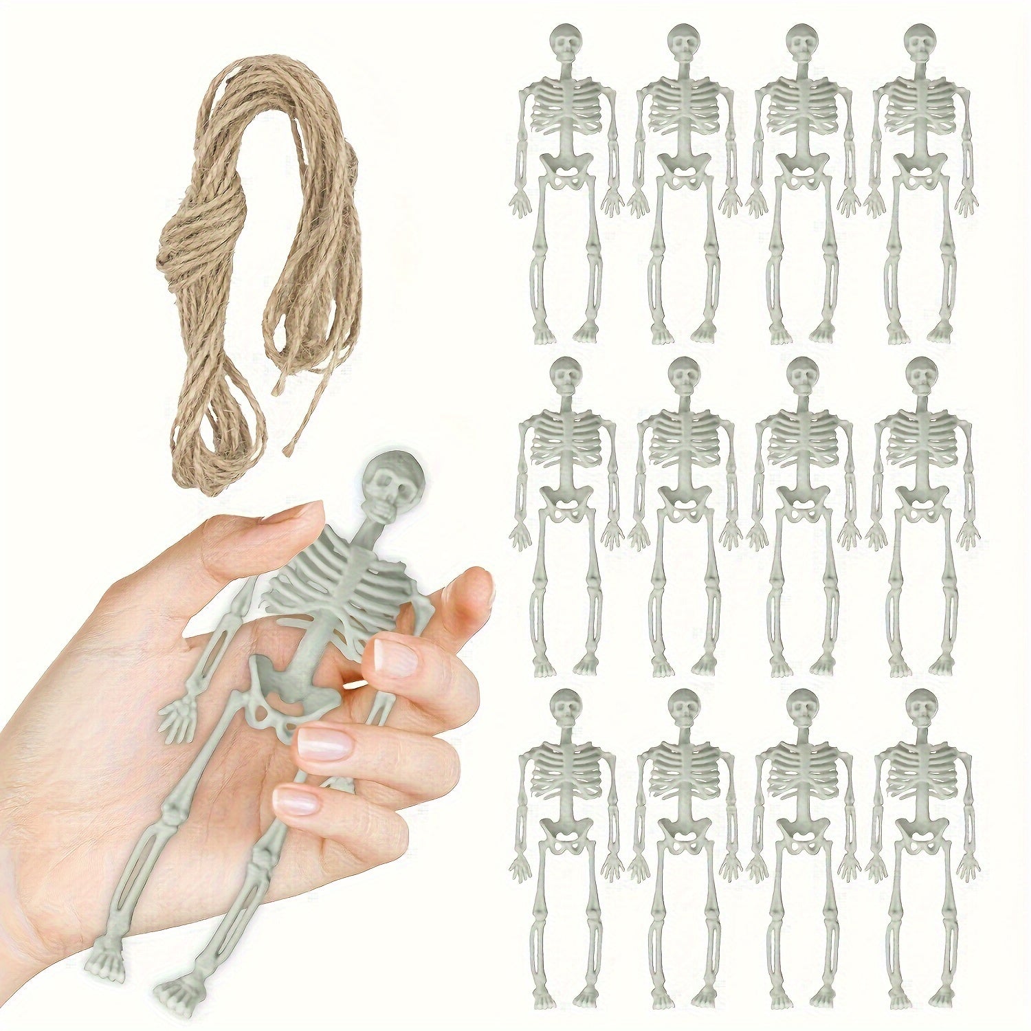 12 Pack Mini Skeleton Figurines for Halloween Party Favors