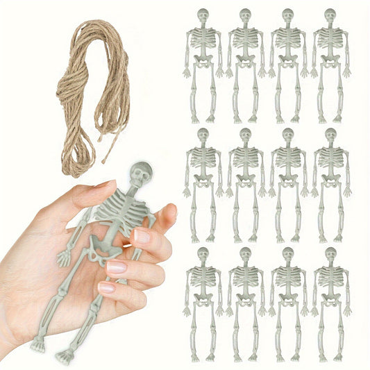 12 Pack Mini Skeleton Figurines for Halloween Party Favors