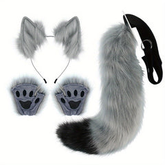Furry Beast Claw Gloves Fox Ear Tail Costume Halloween Party Props