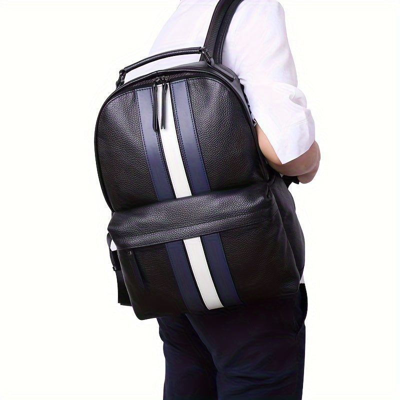 Stylish Cowhide Leather Backpack for Men - Durable & Spacious Travel Companion