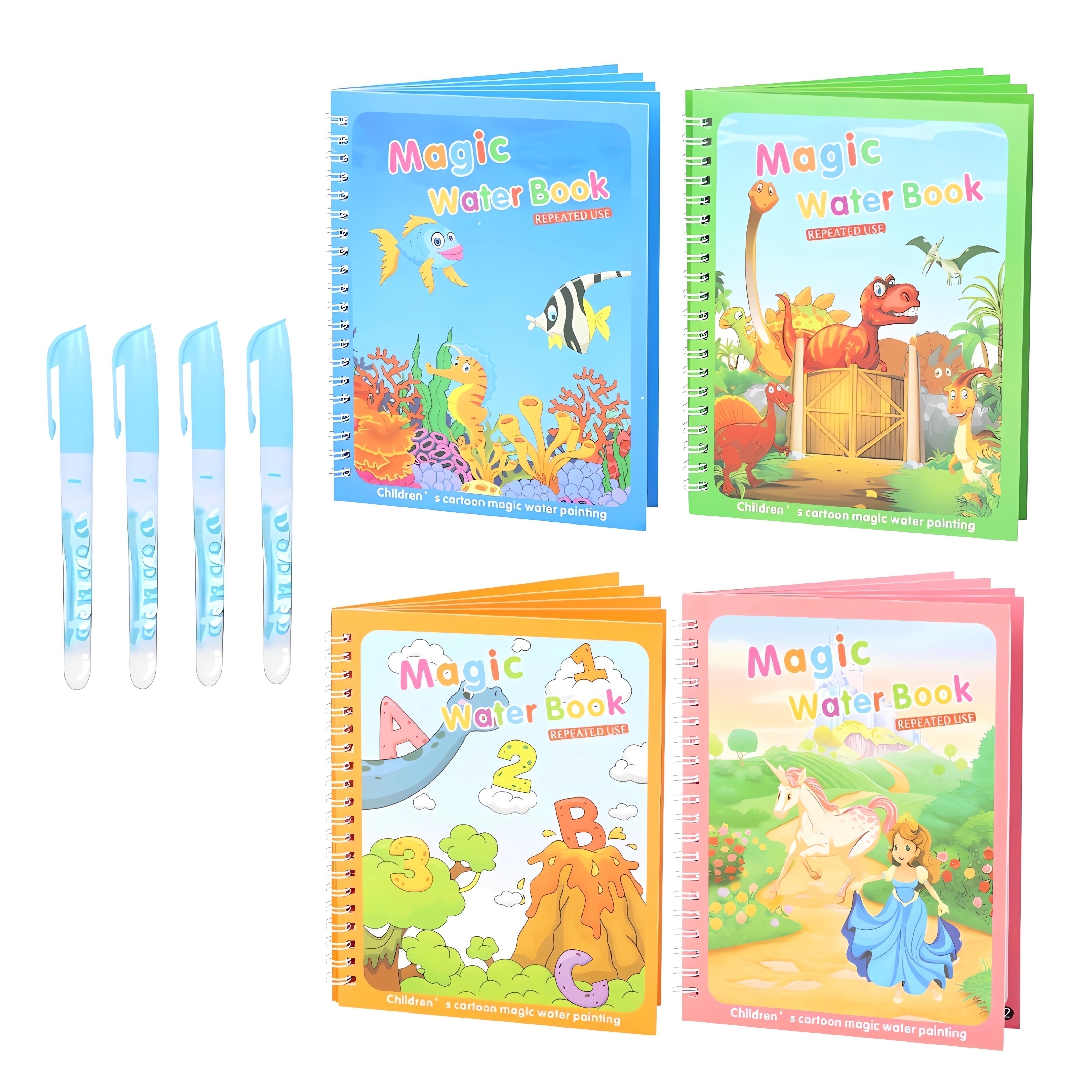4pcs Reusable Water Coloring Books Paint with Water Educational Tool