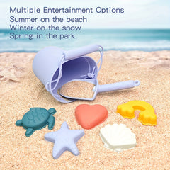 7pcs Silicone Beach Toys Ocean Style Kids' Beach Toys Bucket Shovel Sand Molds