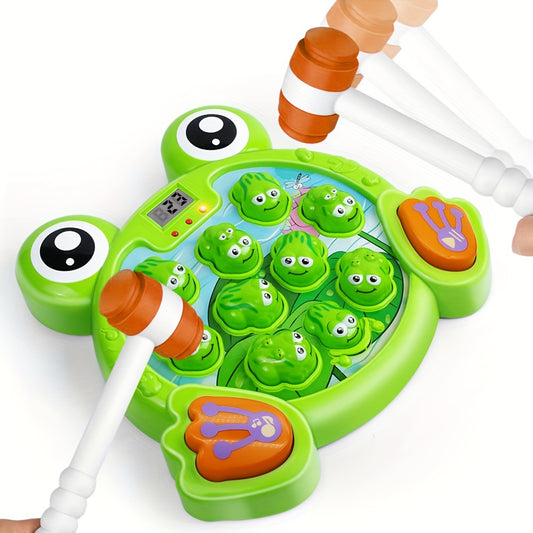 Whack a Frog Game with 2 Hammers Perfect Birthday Gift Green PP Material