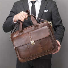 Men's Leather Business Tote Bag Vintage Briefcase