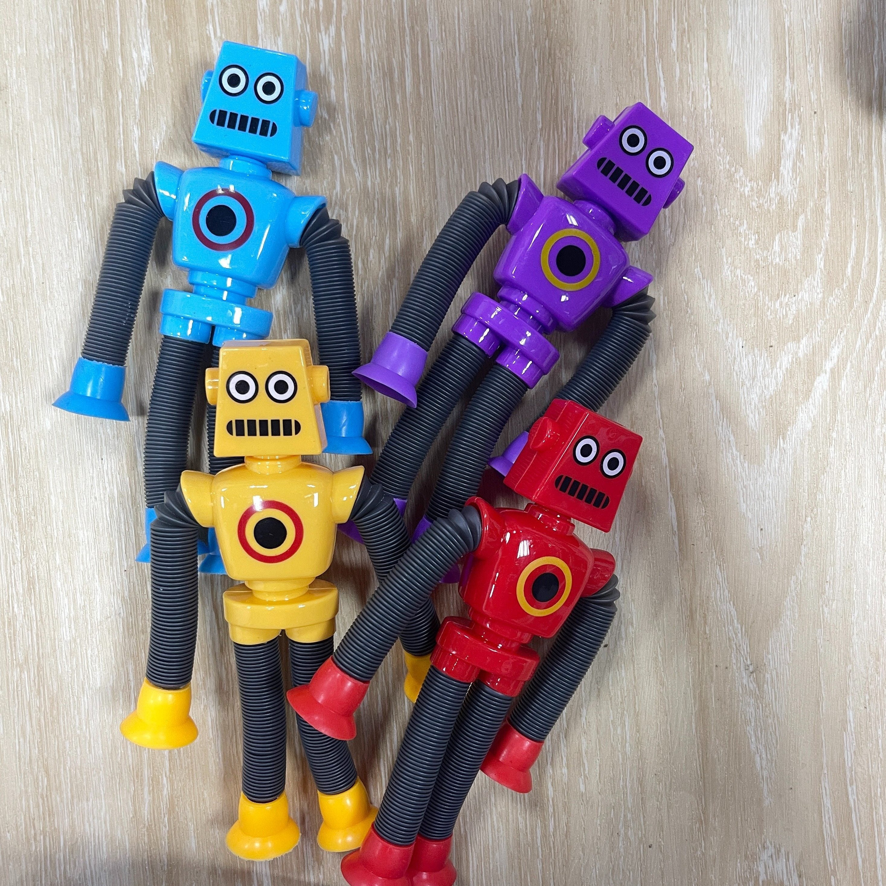 4pcs Pop Tube Sensory Toys Robot Tube, Suction Cup Robot Toys