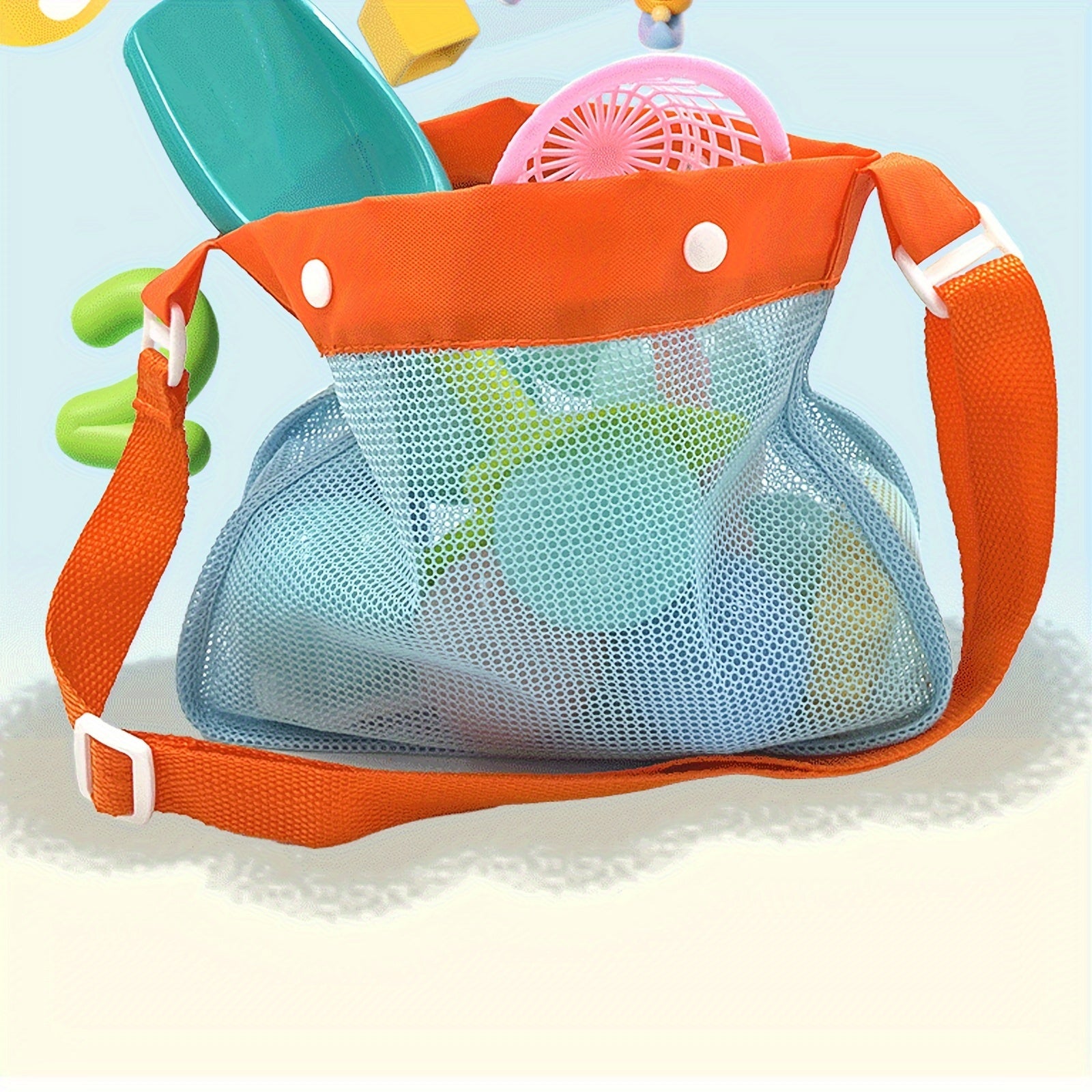 2pcs Mesh Beach Toy Bag Sand Toys & Seashell Collecting Ideal Pool Swim