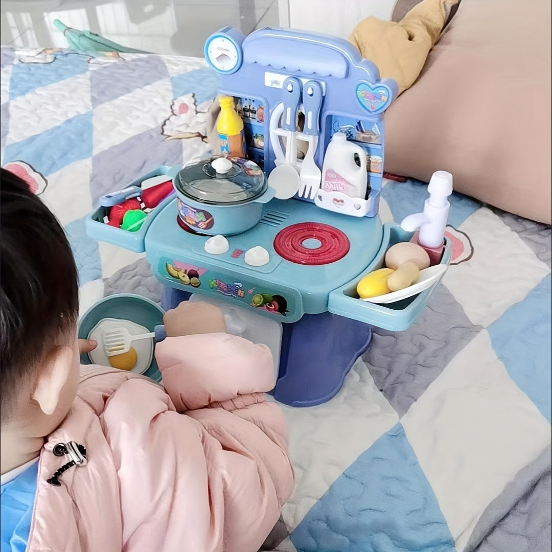 Kids Pretend Play Kitchen Set with Sounds and Lights