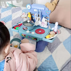 Kids Pretend Play Kitchen Set with Sounds and Lights