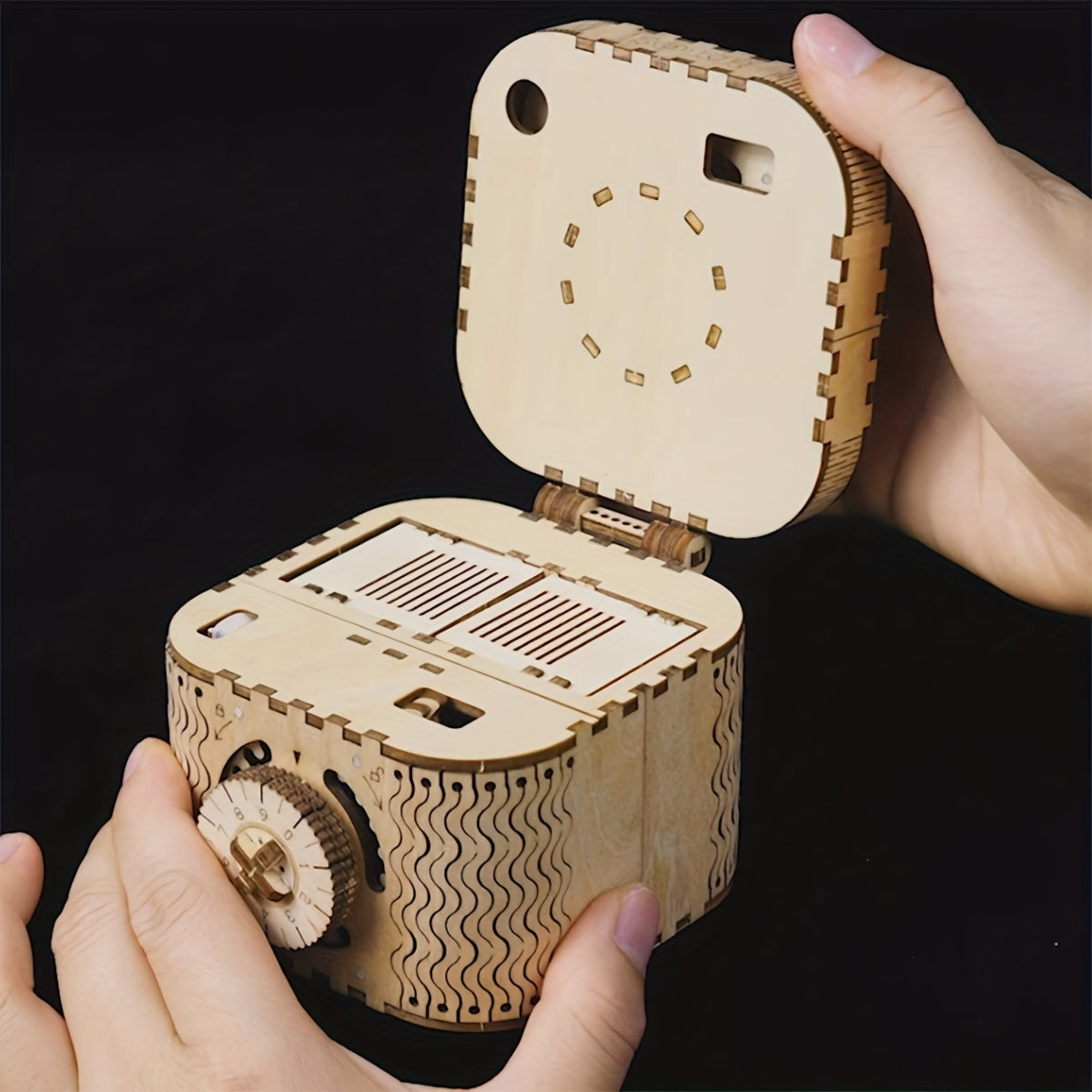 Wooden Puzzle Mechanical Treasure Box Model DIY Brain Teaser Project