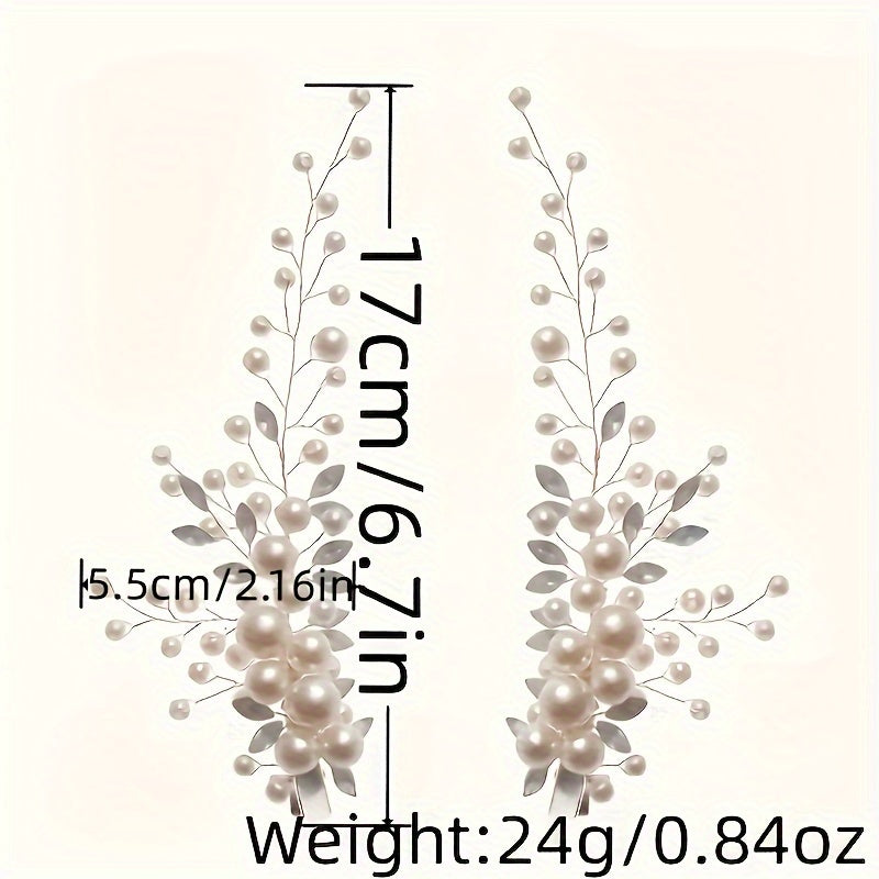 2pcs Pearl Branches Hair Clips Girls Party Fairy Bridal Fresh Hair Accessories