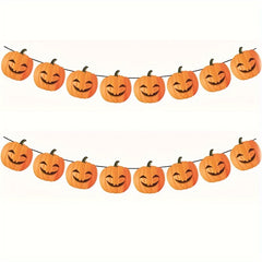 2 Pack Halloween Pumpkin Banner Festive Paper Jack o Lantern Garland