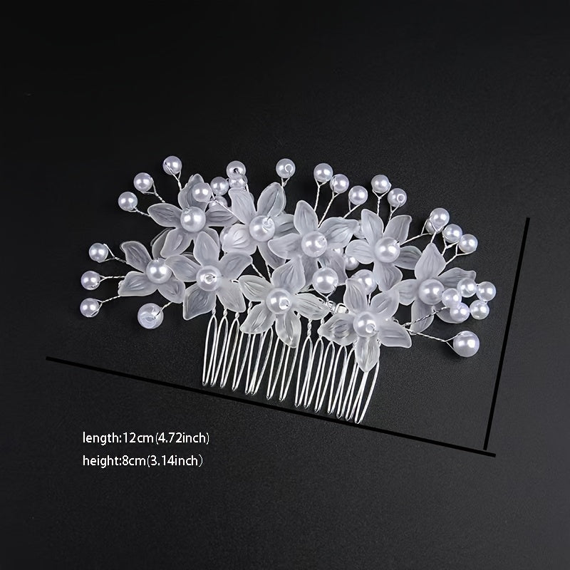 Faux Pearl Flower Hair Comb Chignon Wedding Bridal Hair Access