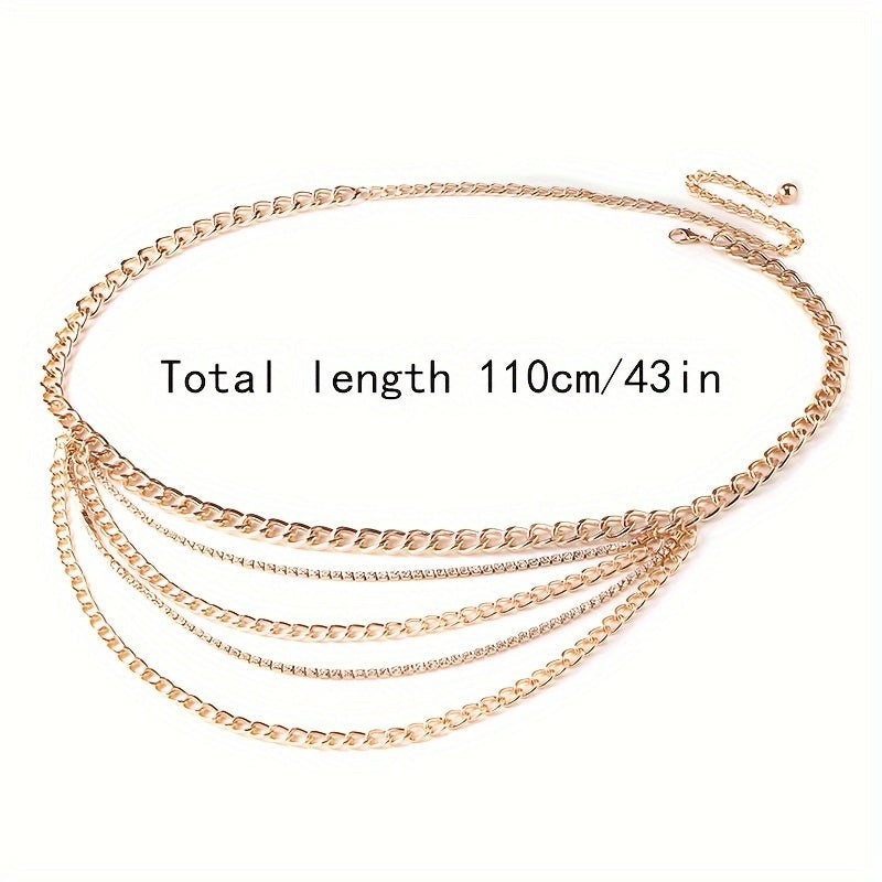 Rhinestone Tassel Waist Chain for Women