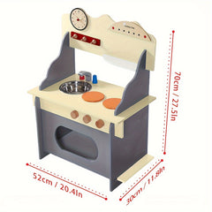 Wooden Play Kitchen Set Clock Sink Stovetop 51x69