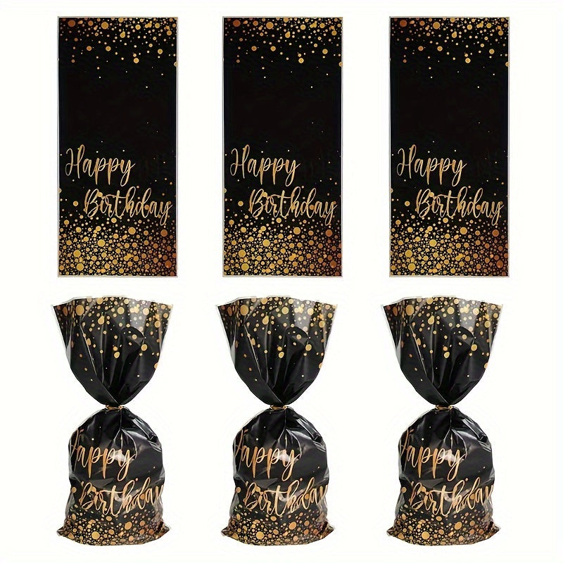 50pcs Small Golden Cellophane Treat Bags Dot Goodie Bags With Twist Ties