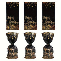 50pcs Small Golden Cellophane Treat Bags Dot Goodie Bags With Twist Ties