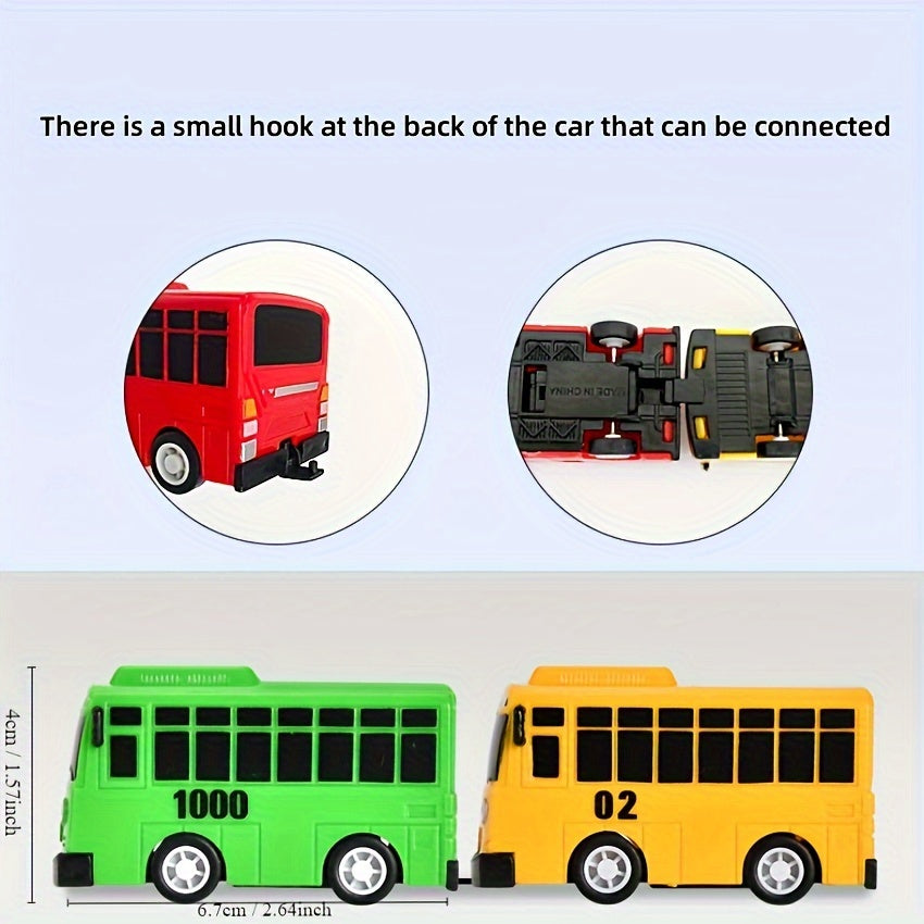 5pcs Colorful Mini Bus Set 1 64 Scale School Buses Durable Plastic Toy Vehicles