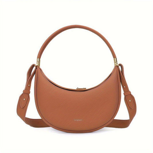 Women's Brown Crossbody Bag Solid Magnetic Closure Faux Leather Purse