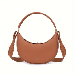 Women's Brown Crossbody Bag Solid Magnetic Closure Faux Leather Purse