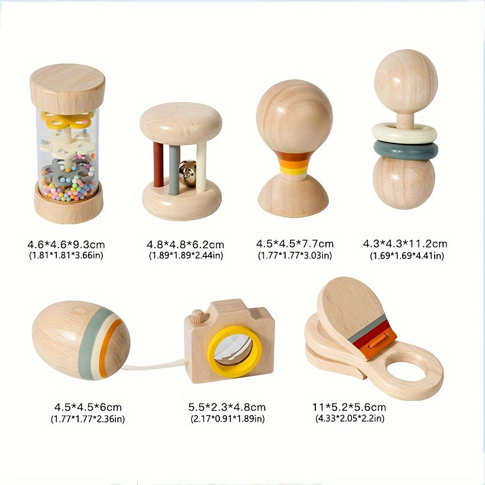 7pcs Kids Musical Toy Set Wooden Chew Toys Early Learning