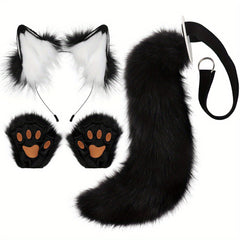 Furry Beast Claw Gloves Fox Ear Tail Costume Halloween Party Props
