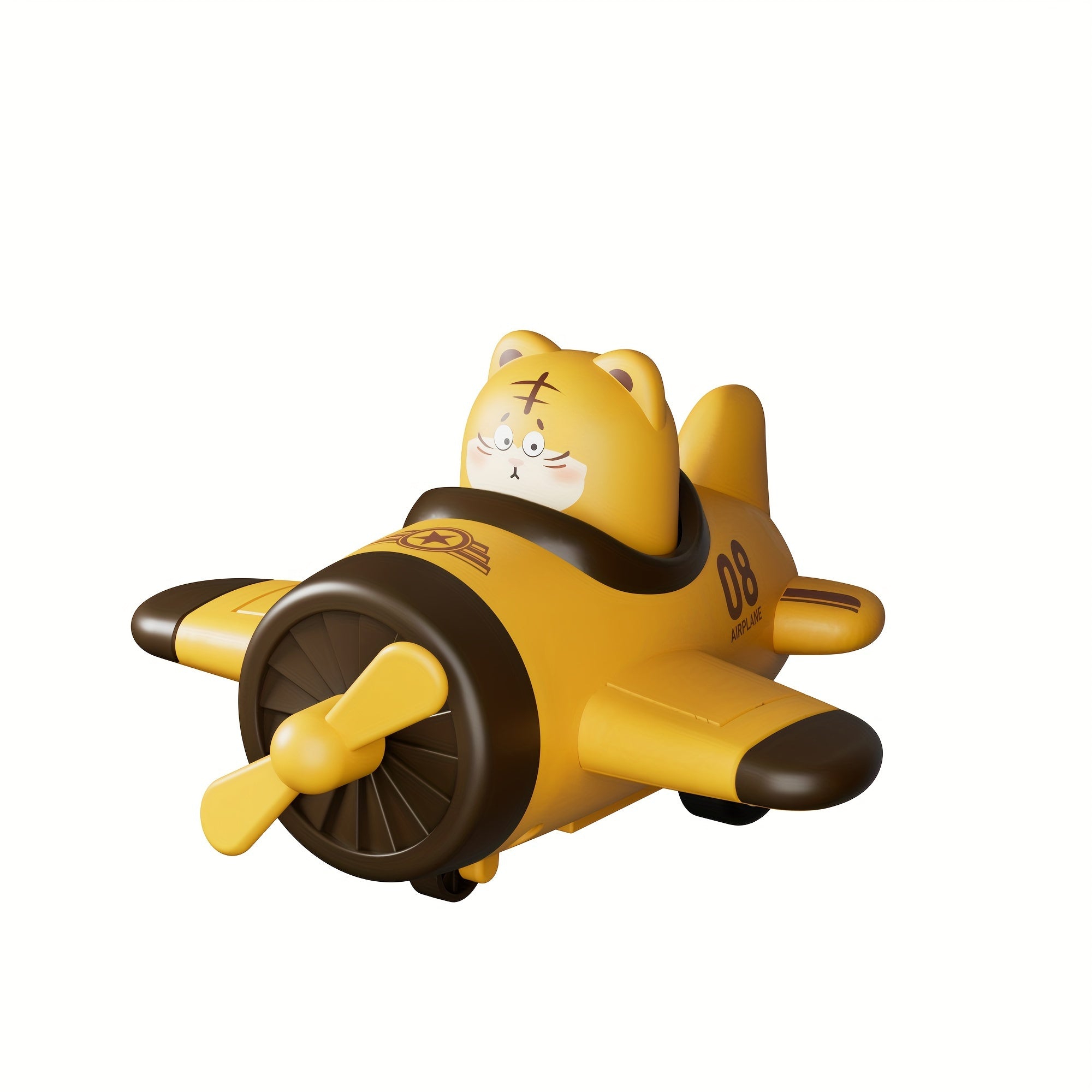 Animal Airplane Cars Press & Go Toy Set for Kids - Red Yellow