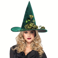 Velvet Witch Hat w/ Vine & Flower, Halloween Cosplay Parties