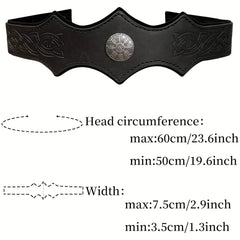 Medieval Embossed PU Leather Headwear Men's Adjustable Headband Retro Roleplay