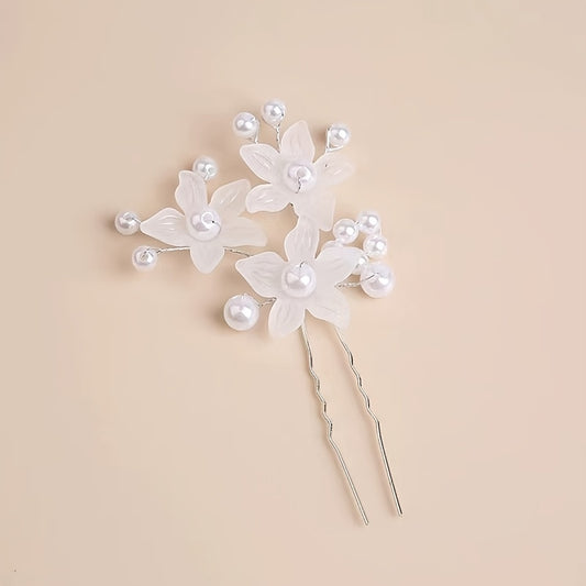 Sweet Flower U Shape Hairpin Girls Party Wedding Princess Hair Accessories