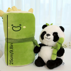 Cute Panda Plush Toy with Bamboo Tube, Anime Inspired Collectible Figure
