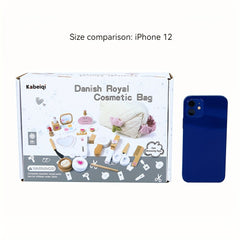Wooden Pretend Play Makeup Set for Girls Kit with Realistic Cosmetics