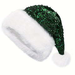 Sparkling Christmas Ball Cap With Plush Pom Pom Festive Holiday Costume