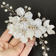 Glitter Flower Hair Comb Silver Rhinestones Butterfly & Flower Hair Clip
