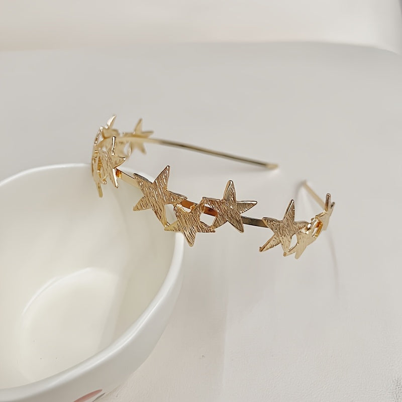Vintage Inspired Star Geometric Hairband with Leaf Motif