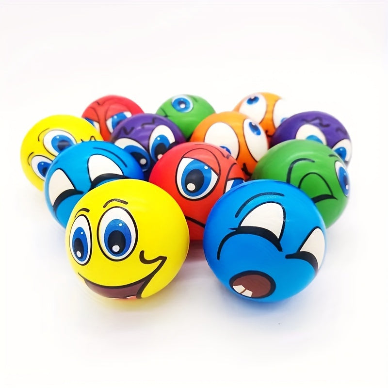 6 Pack Cartoon Stress Relief Balls Mixed Emotional Expression Squeeze Toys