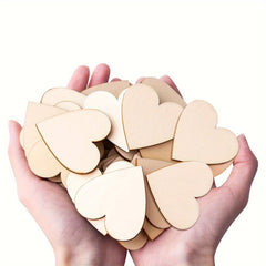 50pcs Hand Painted Wooden Heart Ornaments DIY Love Graffiti Accessories