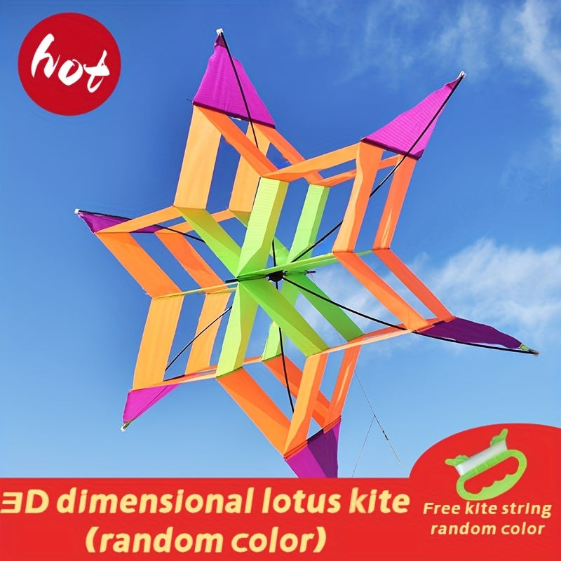 3D Lotus Kite Colorful Easy Fly for Beach & Park Fun