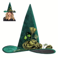Velvet Witch Hat w/ Vine & Flower, Halloween Cosplay Parties