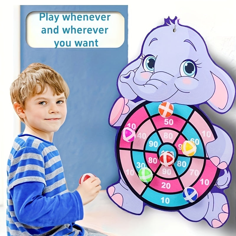 Animal Themed Dartboard Set for Kids Sticky Ball Game Ages 3-6