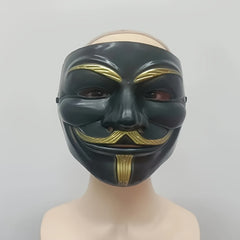 Men's Full Face Mask with Golden Mustache PVC Material
