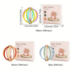 Wooden & Silicone Rattle + Colorful Sand Timer Set