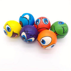 6 Pack Cartoon Stress Relief Balls Mixed Emotional Expression Squeeze Toys
