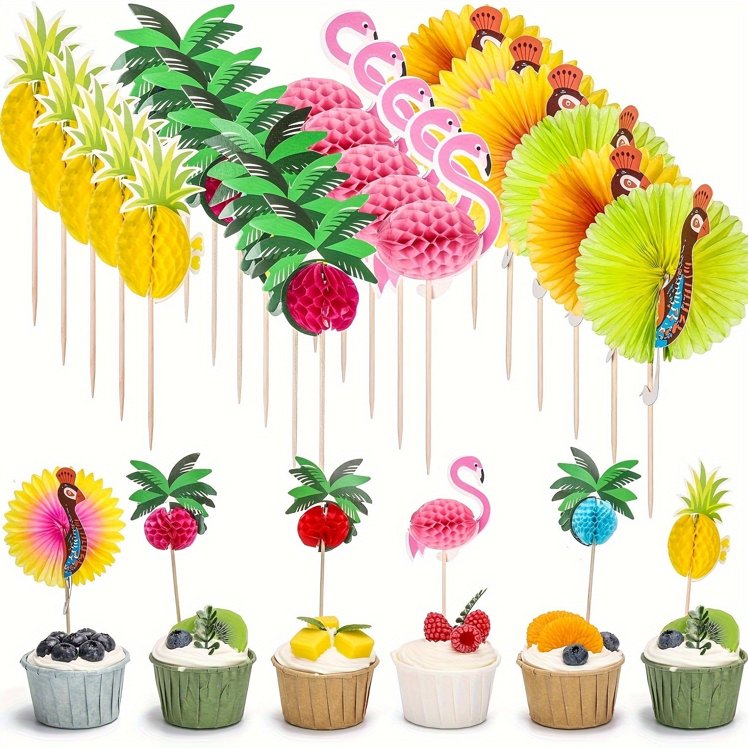40pcs Tropical Themed Bamboo Cocktail Picks for Party