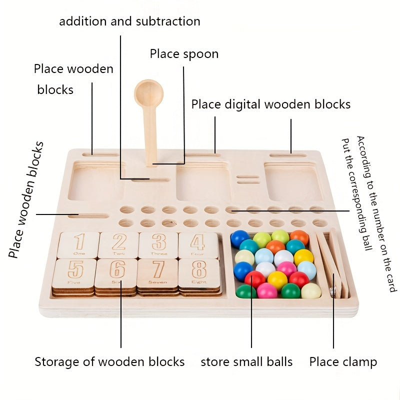 Kids Digital Arithmetic Wood Toy, Hand-Eye Coordination Training